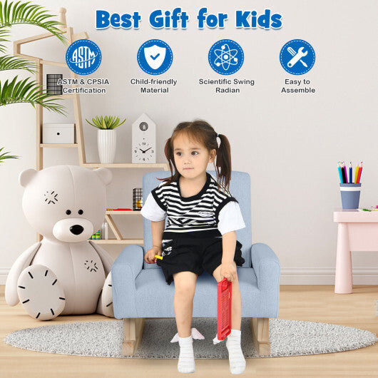 Kids Rocking Chair with Solid Wood Legs-Pink