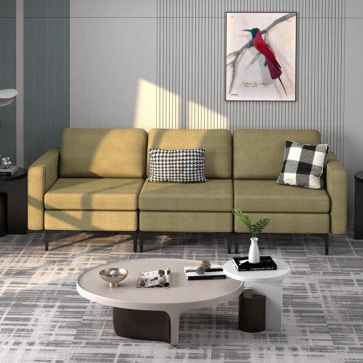 1/2/3/4-Seat Convertible Sectional Sofa with Reversible Ottoman-3-Seat