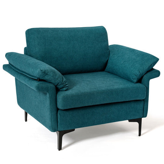 Modern Fabric Accent Armchair with Original Distributed Spring and Armrest Cushions-Gray