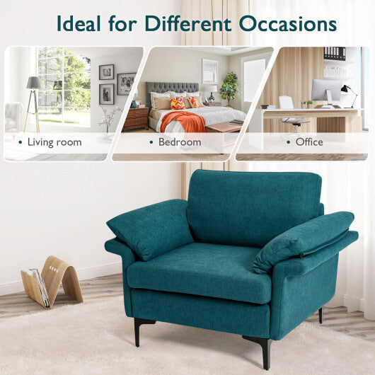 Modern Fabric Accent Armchair with Original Distributed Spring and Armrest Cushions-Gray