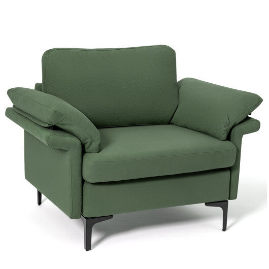 Modern Fabric Accent Armchair with Original Distributed Spring and Armrest Cushions-Gray