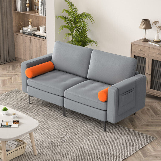 Modular 1/2/3/4-Seat L-Shaped Sectional Sofa Couch with Socket USB Port-2-Seat
