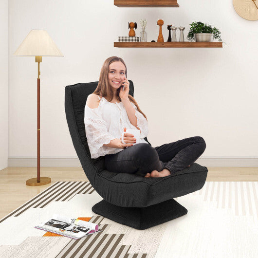 5-Level Adjustable 360? Swivel Floor Chair with Massage Pillow-Black