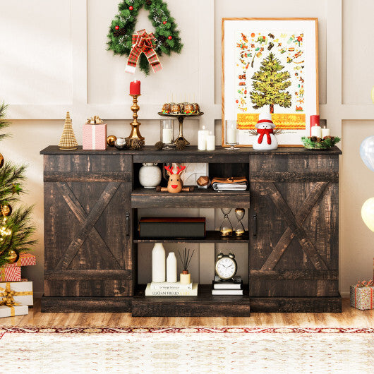 58 Inches TV stand for TVs up to 65 Inches with 20 Color Led Lights-Coffee