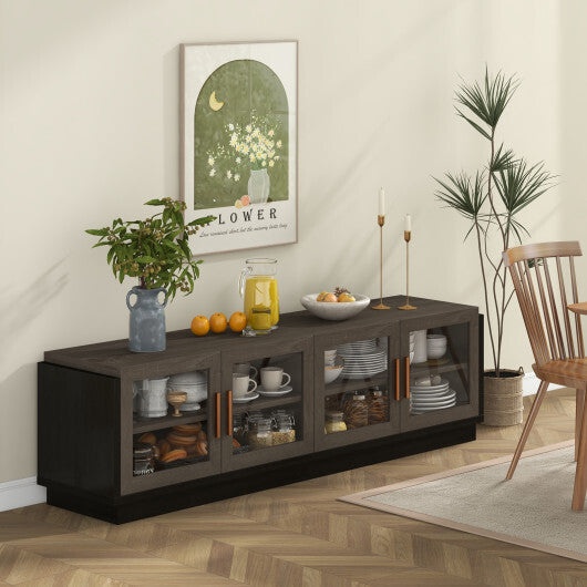 Large TV Stand for TVs up to 75 Inch with 4 Tempered Glass Doors for Living Room-White