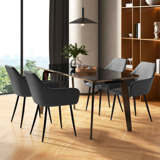 Leisure Dining Chair Set of 2 with Curved Backrest and Wide Seat-Coffee