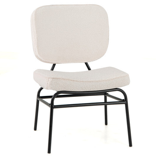 Upholstered Accent Chair Sherpa Reading Chair with Sponge Padding-Gray
