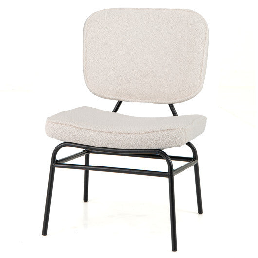Upholstered Accent Chair Sherpa Reading Chair with Sponge Padding-Gray