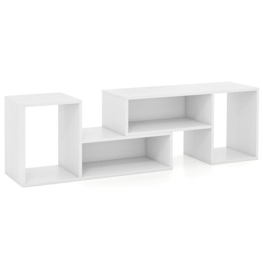 2 Pieces Adjustable TV Stand for TVs up to 55 Inch with Storage Cubes-Black