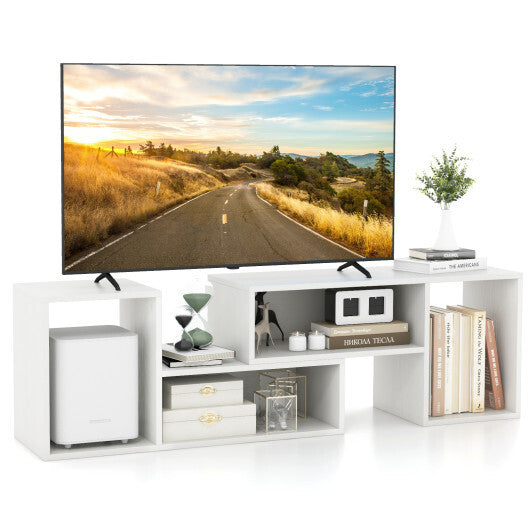 2 Pieces Adjustable TV Stand for TVs up to 55 Inch with Storage Cubes-Black