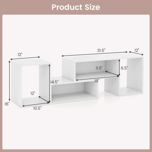 2 Pieces Adjustable TV Stand for TVs up to 55 Inch with Storage Cubes-Black