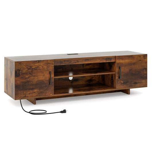 TV Stand with Power Outlet and 2 Cable Holes for 65 Inch TVs-Black