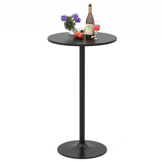 24 Inch Modern Round Cocktail Table with Metal Base and MDF Top-Set of 2