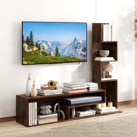 Cube TV Stand for TVs up to 50 Inch Media Console Table with Storage Shelves-White