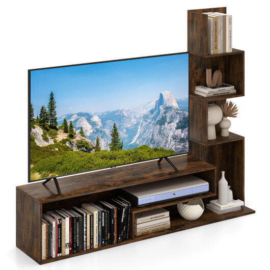 Cube TV Stand for TVs up to 50 Inch Media Console Table with Storage Shelves-White