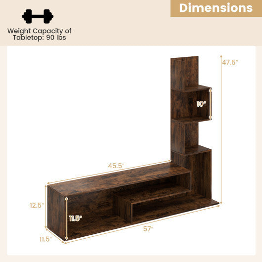 Cube TV Stand for TVs up to 50 Inch Media Console Table with Storage Shelves-White