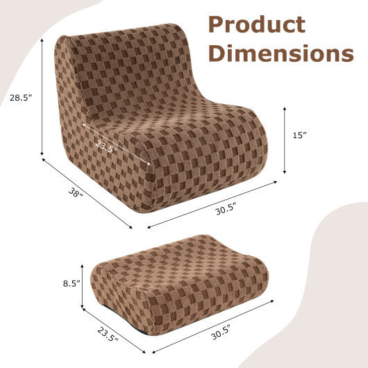 Bean Bag Chair with Ottoman and High Elasticity Sponge-Green