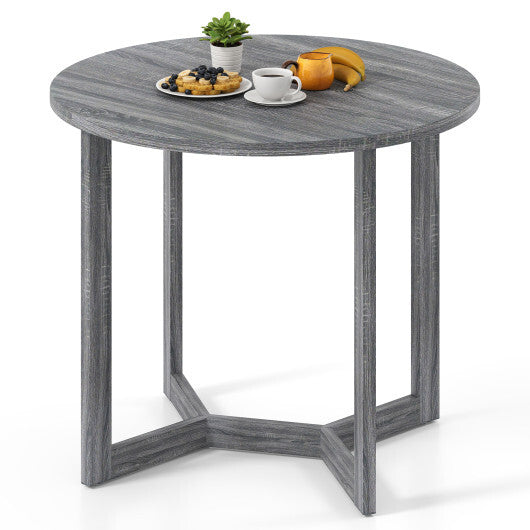 36 Inch Round Wood Dining Table for 2-4 People with Wing-shaped Pedestal Base-Grey