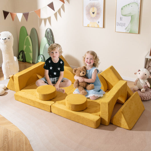 14 PCS Modular Kids Play Couch for Playroom and Bedroom-Gray