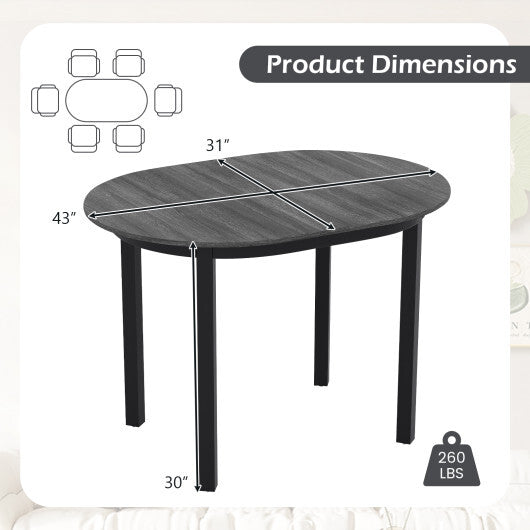 43 Inch Wooden Dining Table with Rubber Wood Legs for 2-4 People-Black