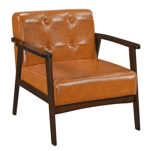 Rubber Wood Frame Accent Chair with Armrest for Living Room-Black