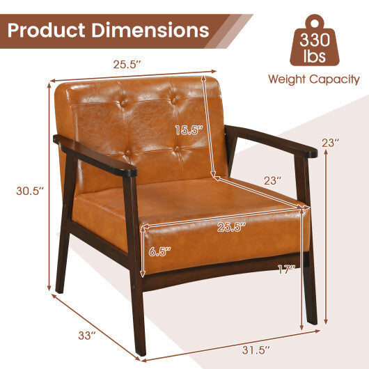 Rubber Wood Frame Accent Chair with Armrest for Living Room-Black
