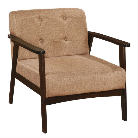 Rubber Wood Frame Accent Chair with Armrest for Living Room-Black