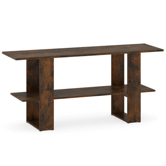 2-Tier TV Stand with Storage for TVs up to 55 Inch Console Table with Open Shelf-White
