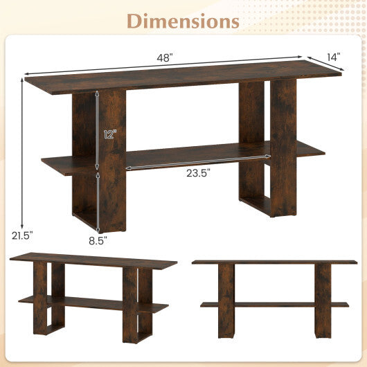 2-Tier TV Stand with Storage for TVs up to 55 Inch Console Table with Open Shelf-White