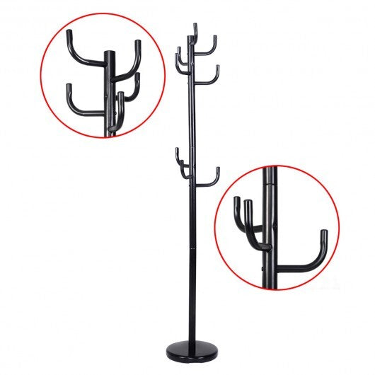 Metal Coat Rack Stand with 8 Sturdy Hooks and Metal Base