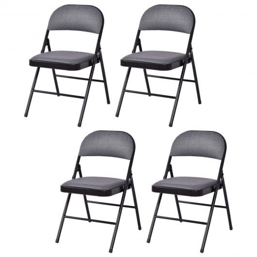 Foldable Chair Set with Padded Seat Seat and Fabric Covered Backrest-Set of 6