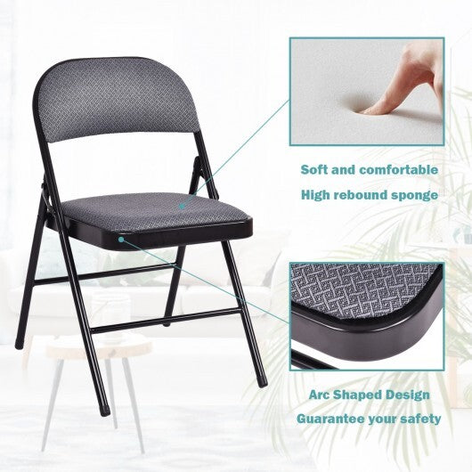 Foldable Chair Set with Padded Seat Seat and Fabric Covered Backrest-Set of 6