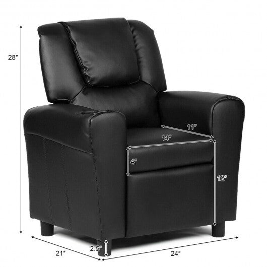 Children PU Leather Recliner Chair with Front Footrest-Beige