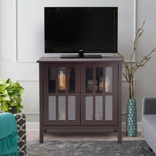 Glass Door Sideboard Console Storage Buffet Cabinet-Gray