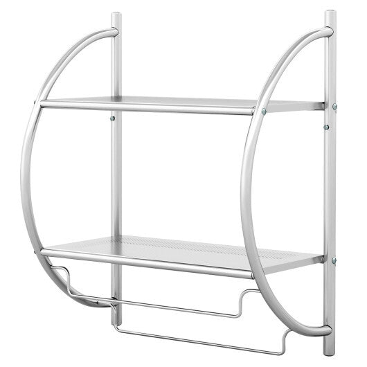 Wall Mounted 2-Tier Bathroom Towel Rack with 2 Towel Bars-White