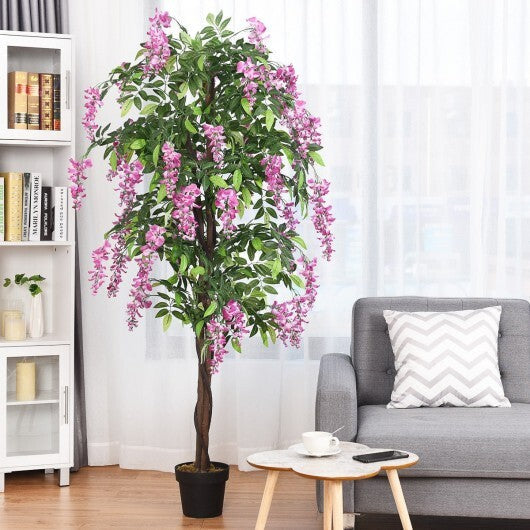 6-Feet Artificial Wisteria Silk Indoor-Outdoor Tree-1pieces - Color: Green