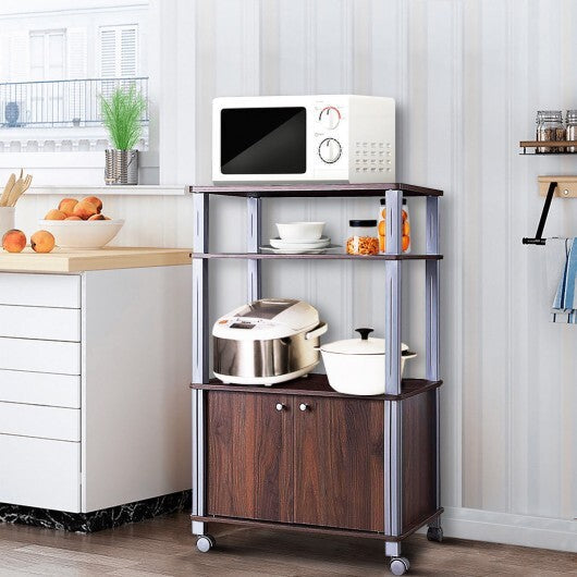 Microwave Rack Stand Rolling Storage Cart-Black