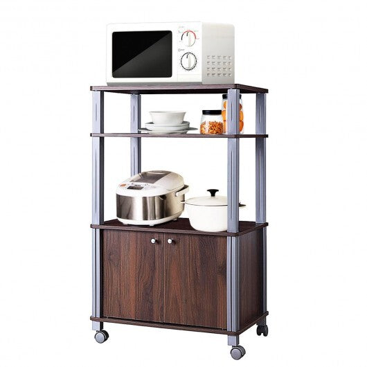 Microwave Rack Stand Rolling Storage Cart-Black