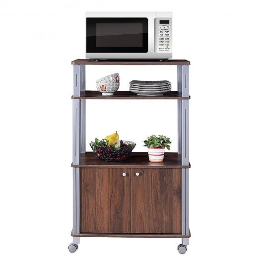 Microwave Rack Stand Rolling Storage Cart-Black