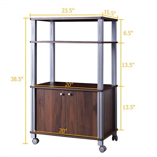 Microwave Rack Stand Rolling Storage Cart-Black