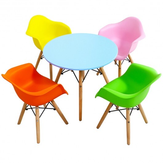 5 Piece Kids Modern Round Table Chair Set