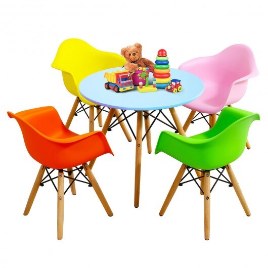 5 Piece Kids Modern Round Table Chair Set