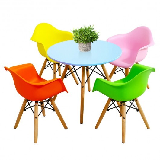 5 Piece Kids Modern Round Table Chair Set