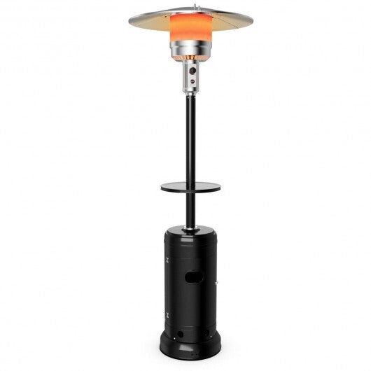Outdoor Heater Propane Standing LP Gas Steel with Table & Wheels-Gray