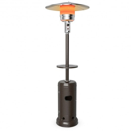 Outdoor Heater Propane Standing LP Gas Steel with Table & Wheels-Gray