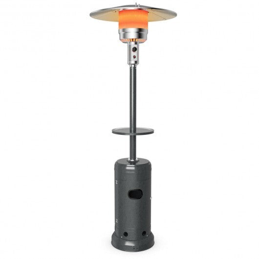 Outdoor Heater Propane Standing LP Gas Steel with Table & Wheels-Gray