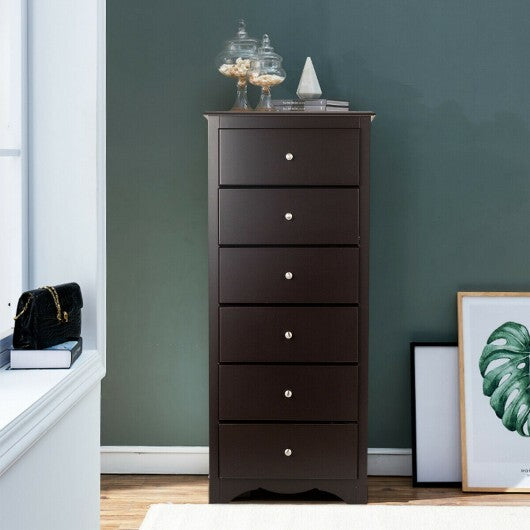 6 Drawers Chest Dresser Clothes Storage Bedroom Furniture Cabinet-White
