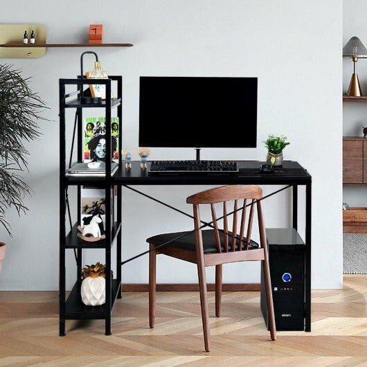 47.5 Inch Writing Study Computer Desk with 4-Tier Shelves-Tan