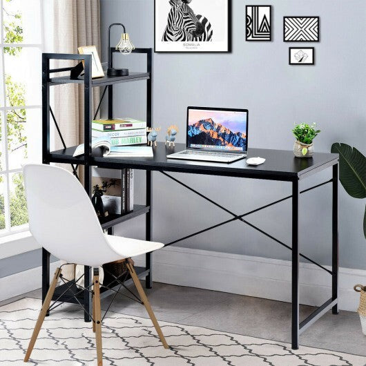 47.5 Inch Writing Study Computer Desk with 4-Tier Shelves-Tan