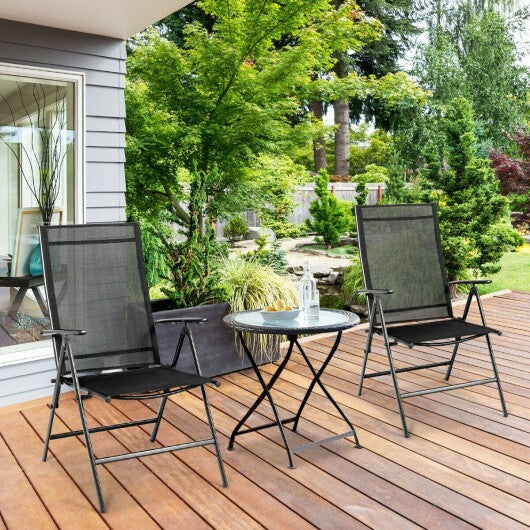 Set of 2 Adjustable Portable Patio Folding Dining Chair Recliners-Black